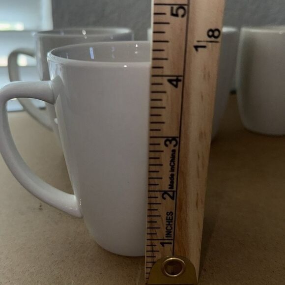 Gibson Home White Porcelain Mugs Set Of 4 Dishwasher Microwave & Oven Safe - Picture 3 of 5